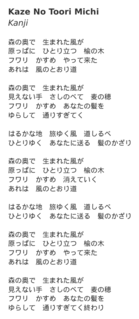 Kanji version of lyrics